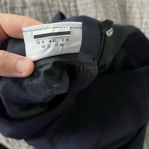 Akris Punto navy blue professional pencil skirt with double zipper back size 8 - Picture 8 of 11